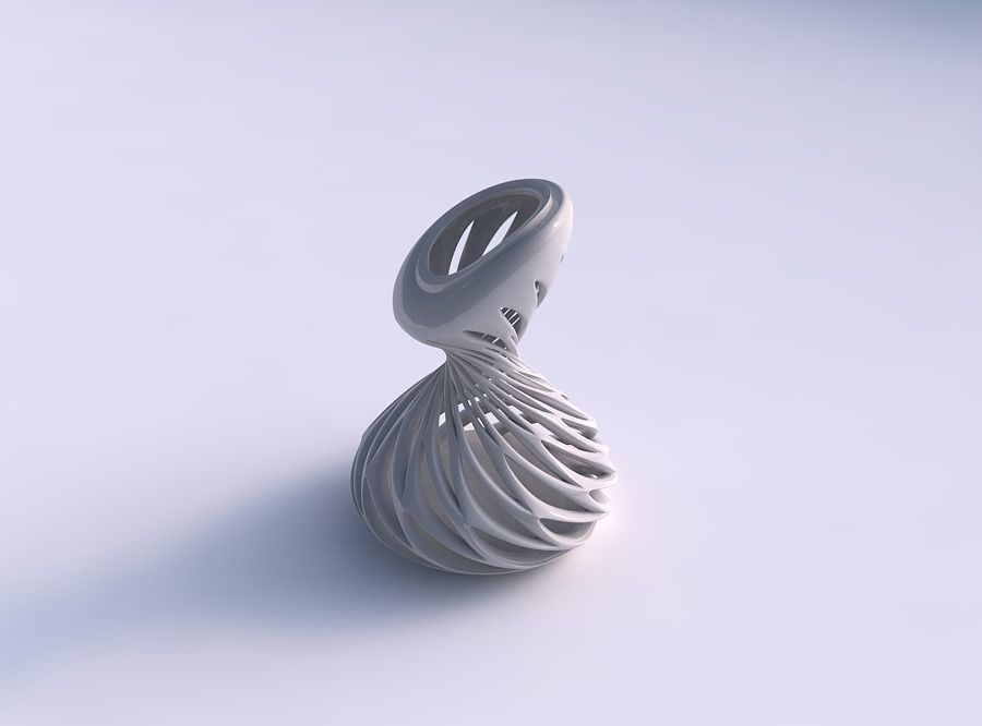 Vase twisted sand clock with smooth beveled cuts and extruded... 3D print model_0