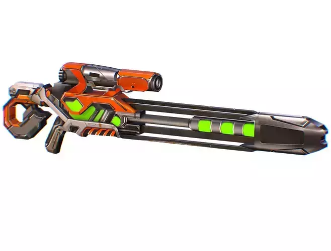 LowPoly Cartoon Sci-Fi Sniper Rifle Futurre