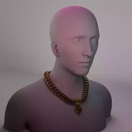Ethereum Chain Gold Necklace with Geometric Pendant Low-poly 3D model