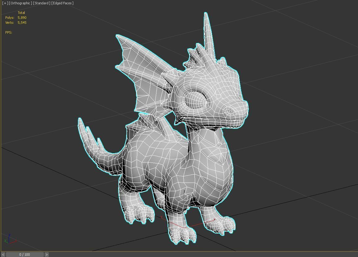 Baby Dragon Low-poly 3D model_5