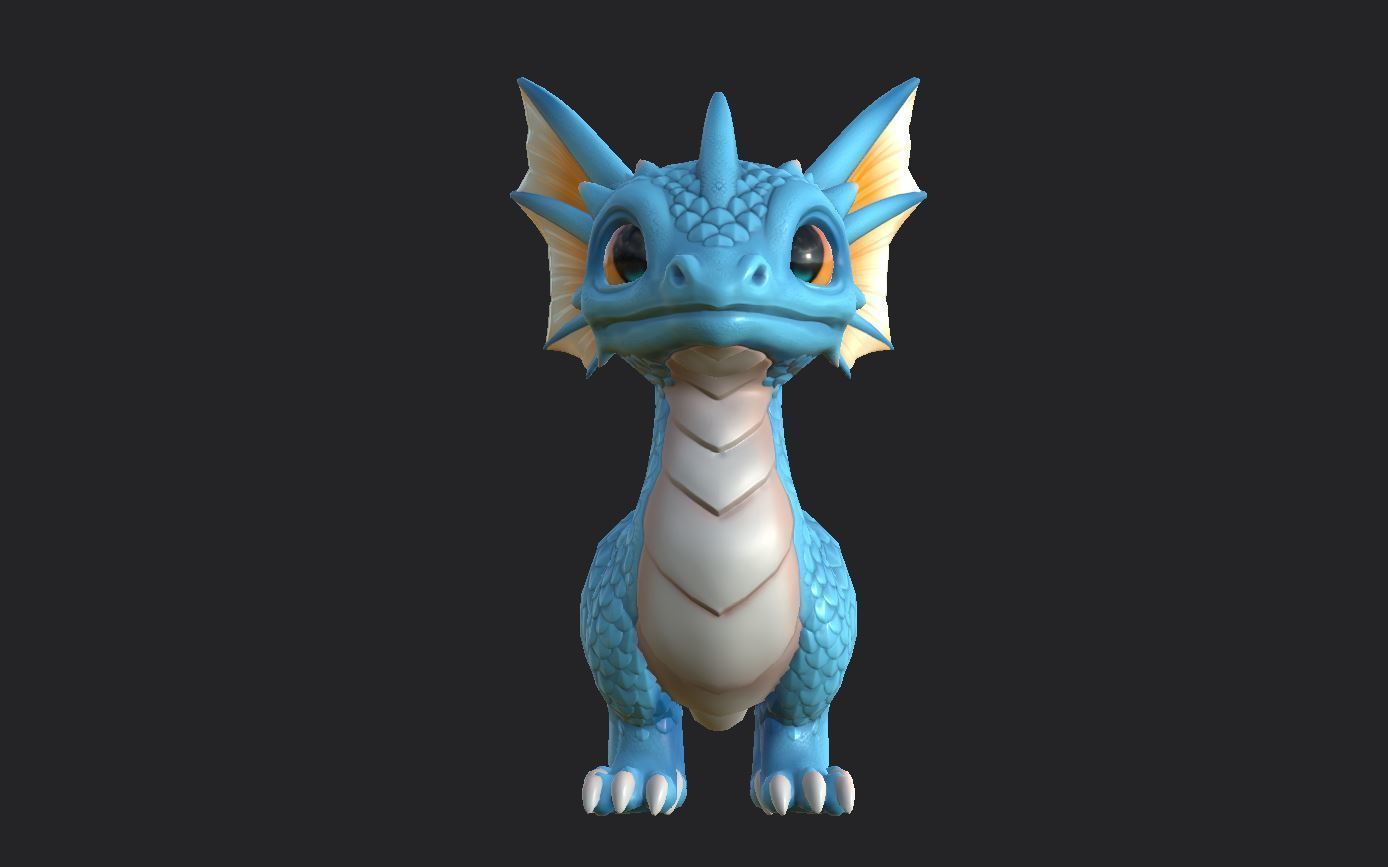 Baby Dragon Low-poly 3D model_3