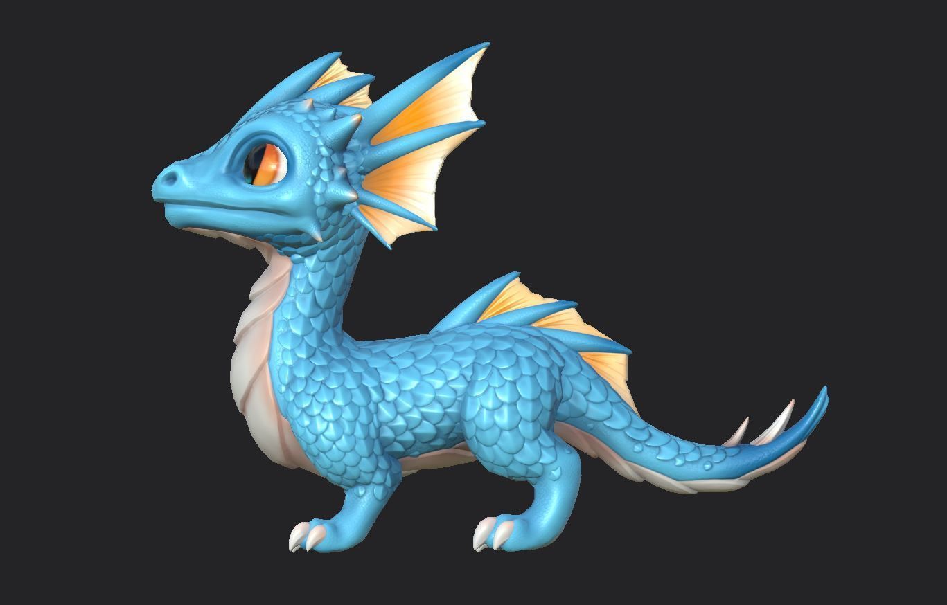 Baby Dragon Low-poly 3D model_1