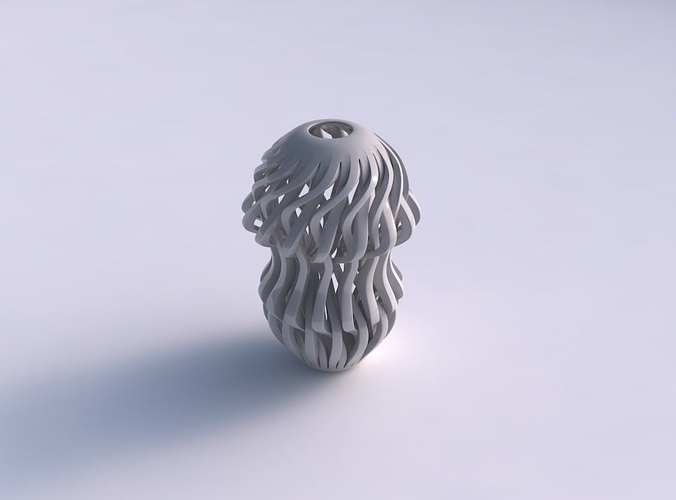 Vase twisted round top with sharp muscle sturcture squeezed