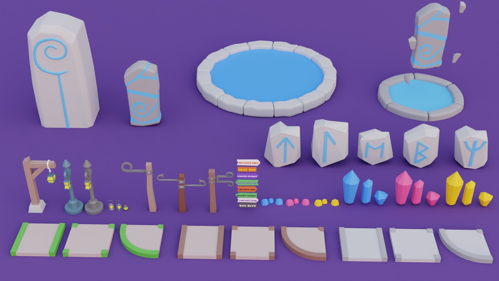 Cozy Cartoon Halloween 3D Asset Pack Low-poly 3D model_7