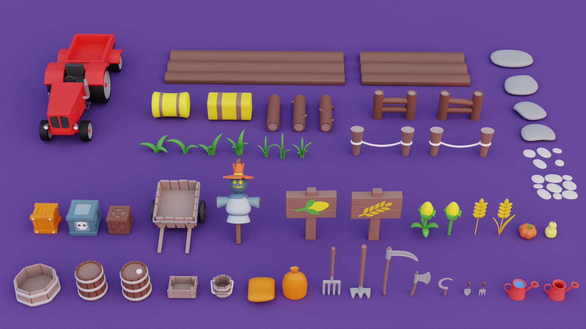 Cozy Cartoon Halloween 3D Asset Pack Low-poly 3D model_8