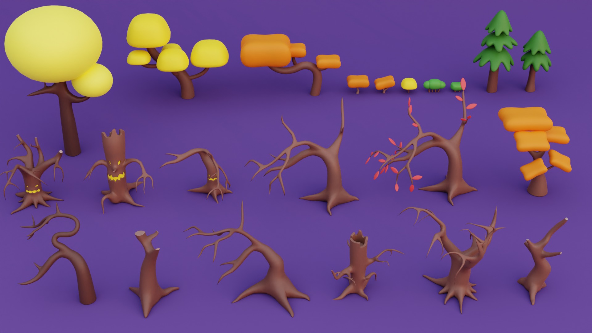 Cozy Cartoon Halloween 3D Asset Pack Low-poly 3D model_14