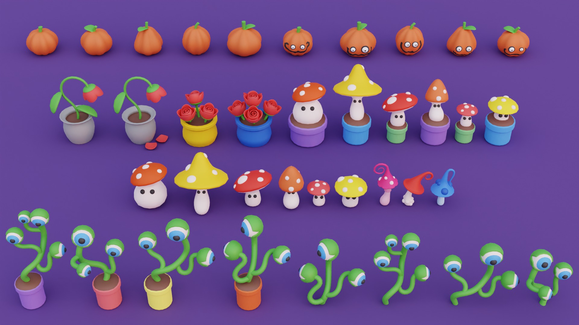 Cozy Cartoon Halloween 3D Asset Pack Low-poly 3D model_11