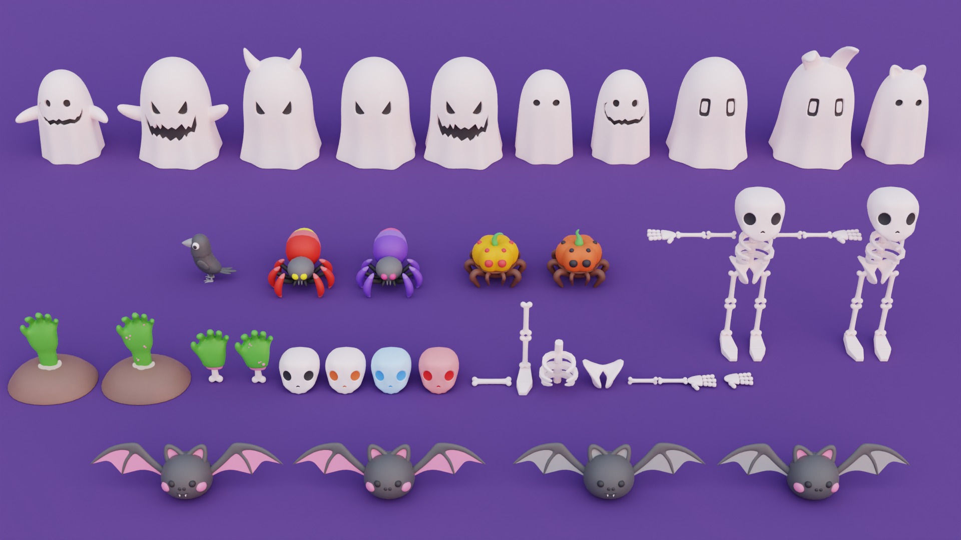 Cozy Cartoon Halloween 3D Asset Pack Low-poly 3D model_12