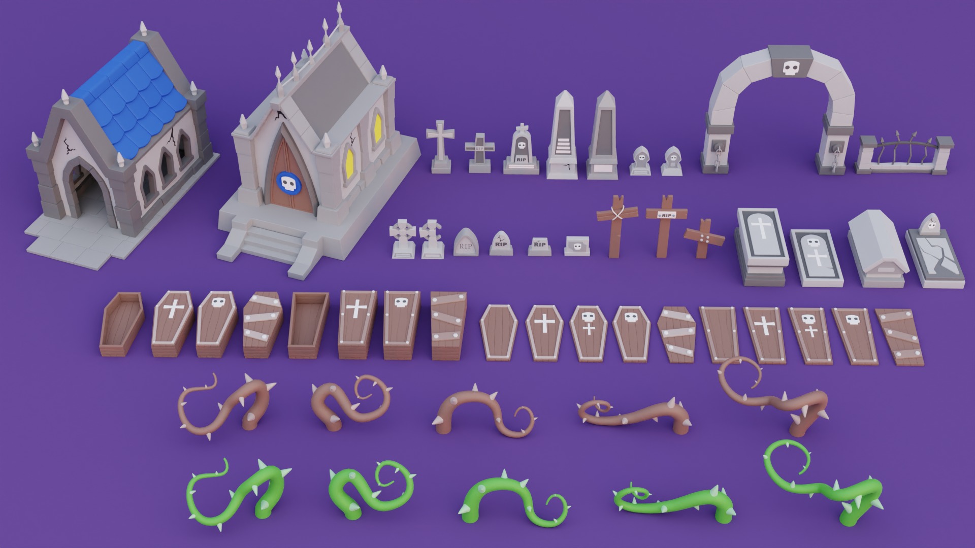 Cozy Cartoon Halloween 3D Asset Pack Low-poly 3D model_9