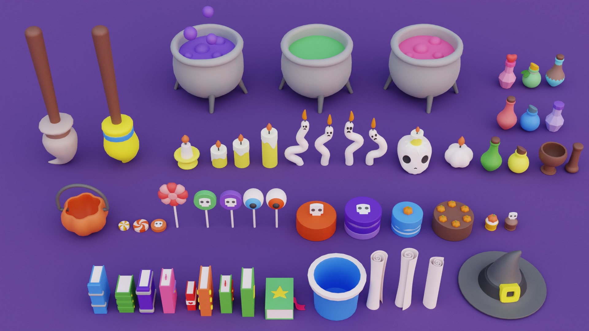 Cozy Cartoon Halloween 3D Asset Pack Low-poly 3D model_13