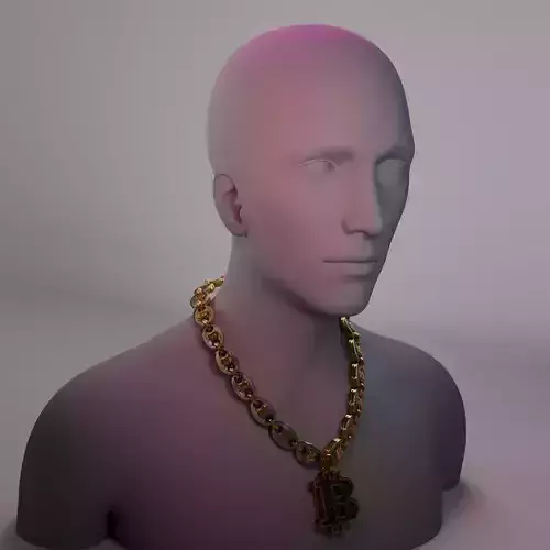 Bitcoin Chain Gold Necklace with Geometric Pendant