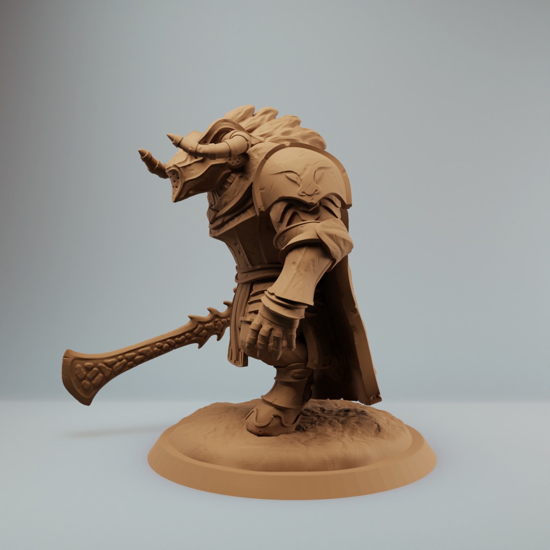 Minotaur paladin knight warrior with sword - Pre supported 3D print model_2