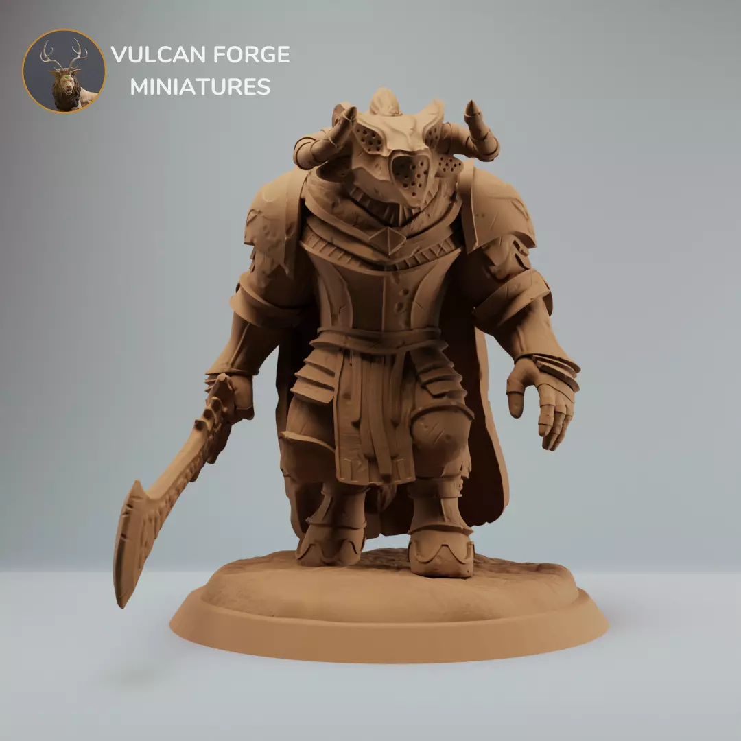 Minotaur paladin knight warrior with sword - Pre supported 3D print model_0