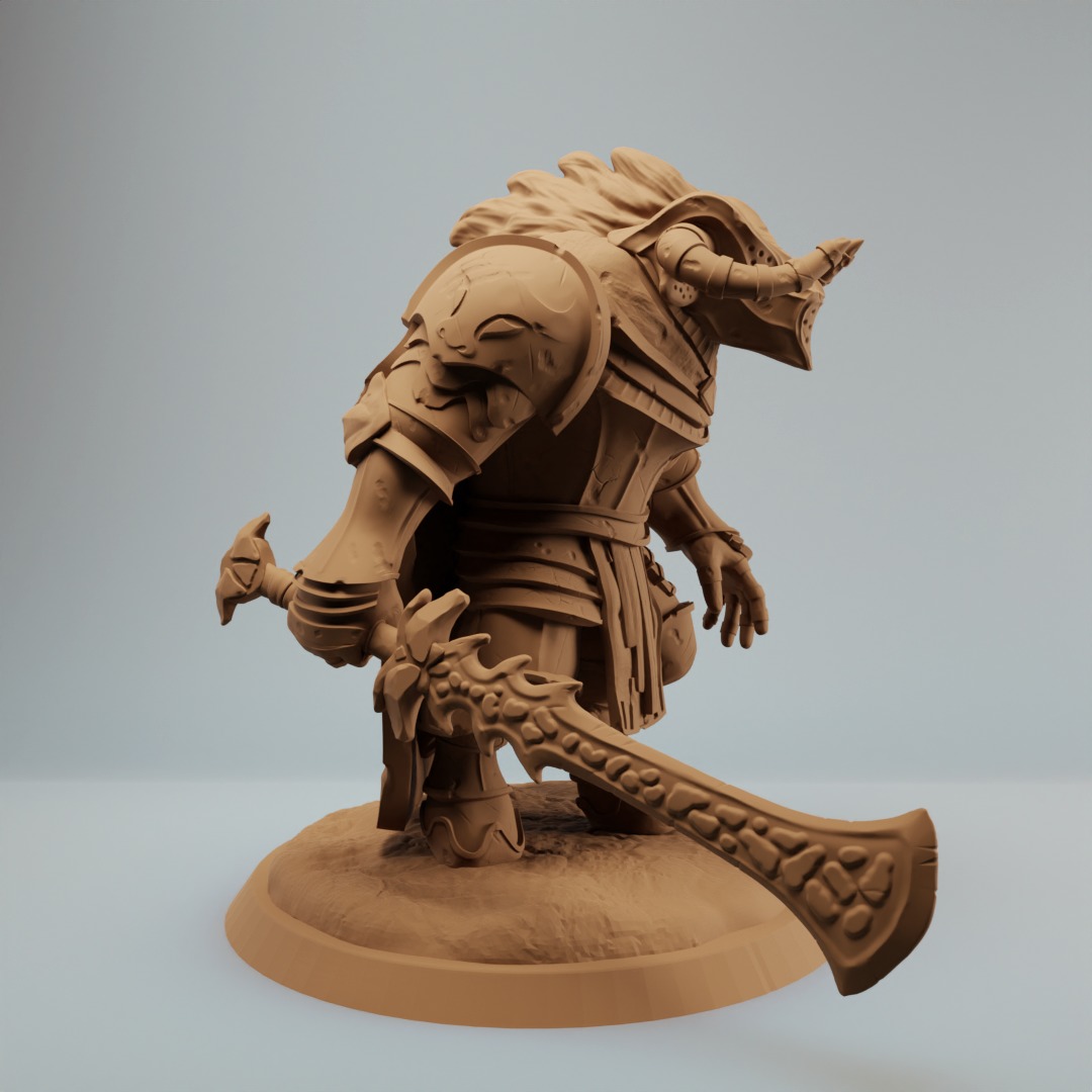 Minotaur paladin knight warrior with sword - Pre supported 3D print model_1
