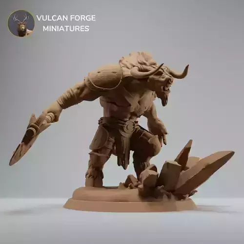 Minotaur elemental warrior with axe - Pre supported 3D print model