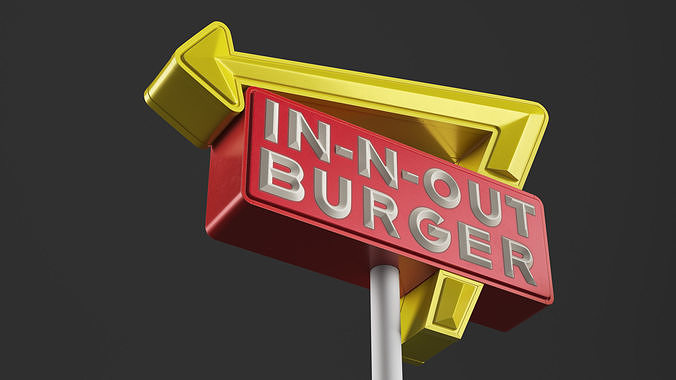 In N Out Burger Pole Sign 3D model 4
