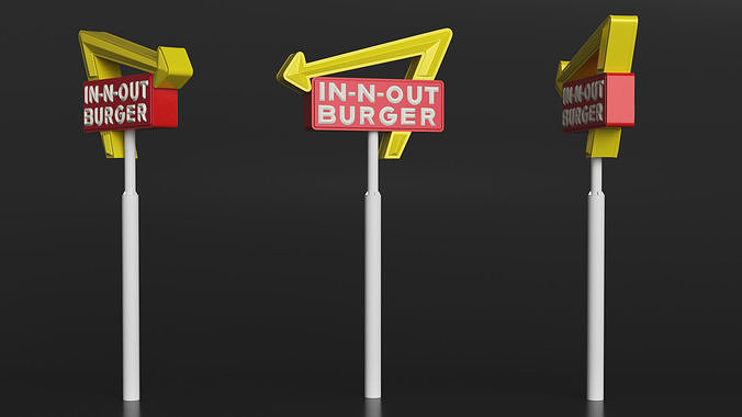 In N Out Burger Pole Sign 3D model 3
