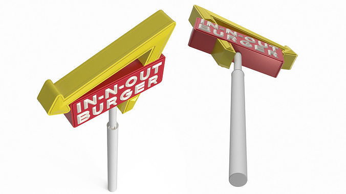In N Out Burger Pole Sign 3D model 5