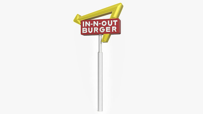 In N Out Burger Pole Sign 3D model 7