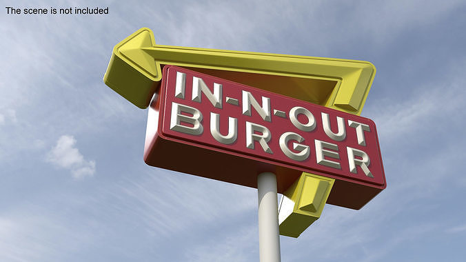 In N Out Burger Pole Sign 3D model 2