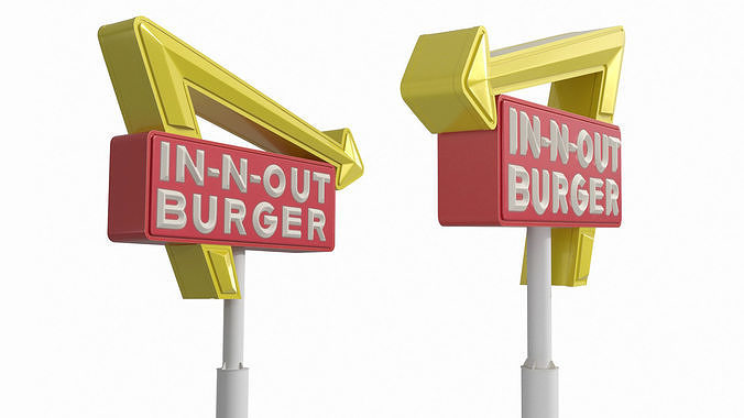 In N Out Burger Pole Sign 3D model 6