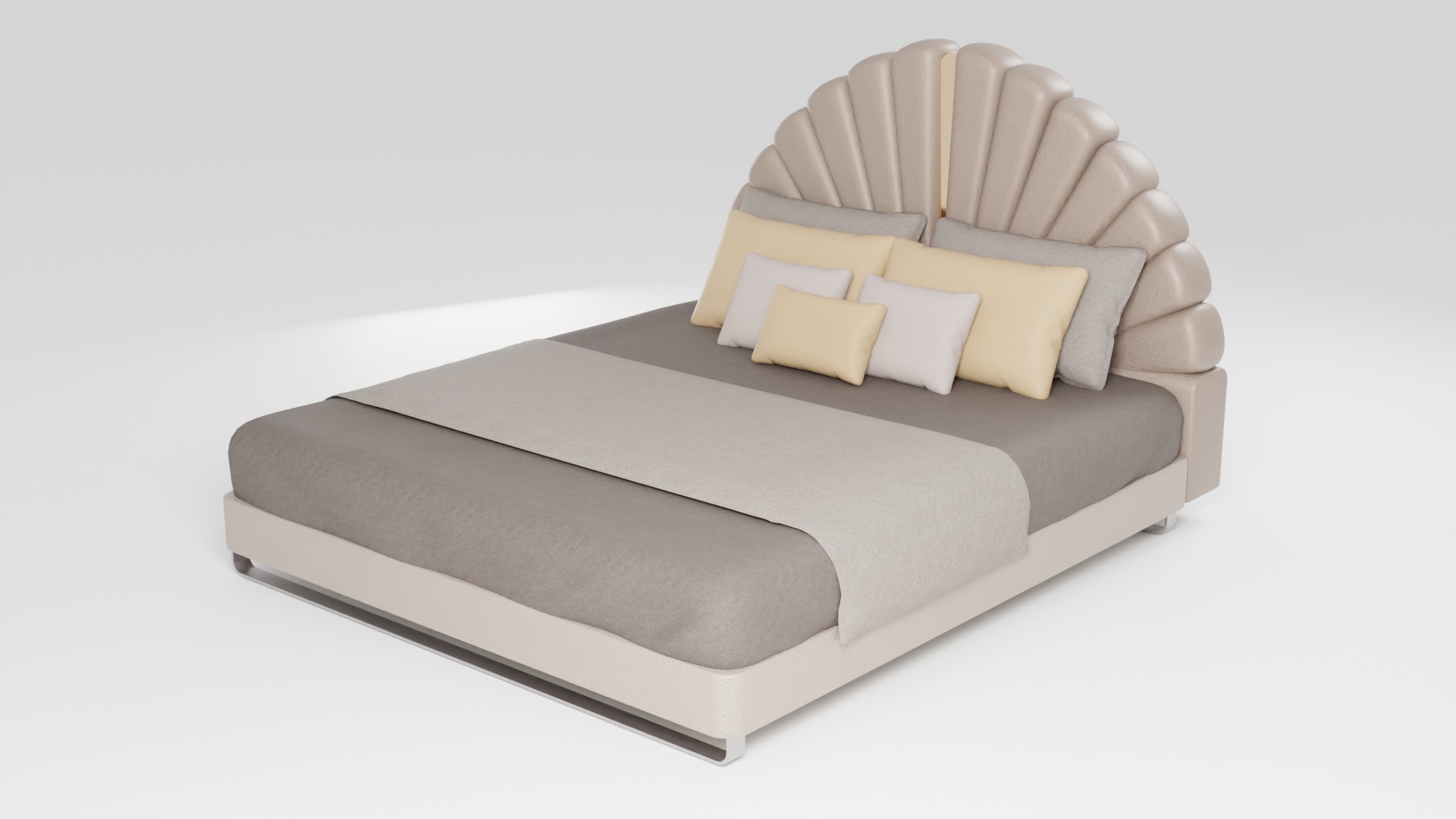 Bed in French classic style with modern design 3D model_4