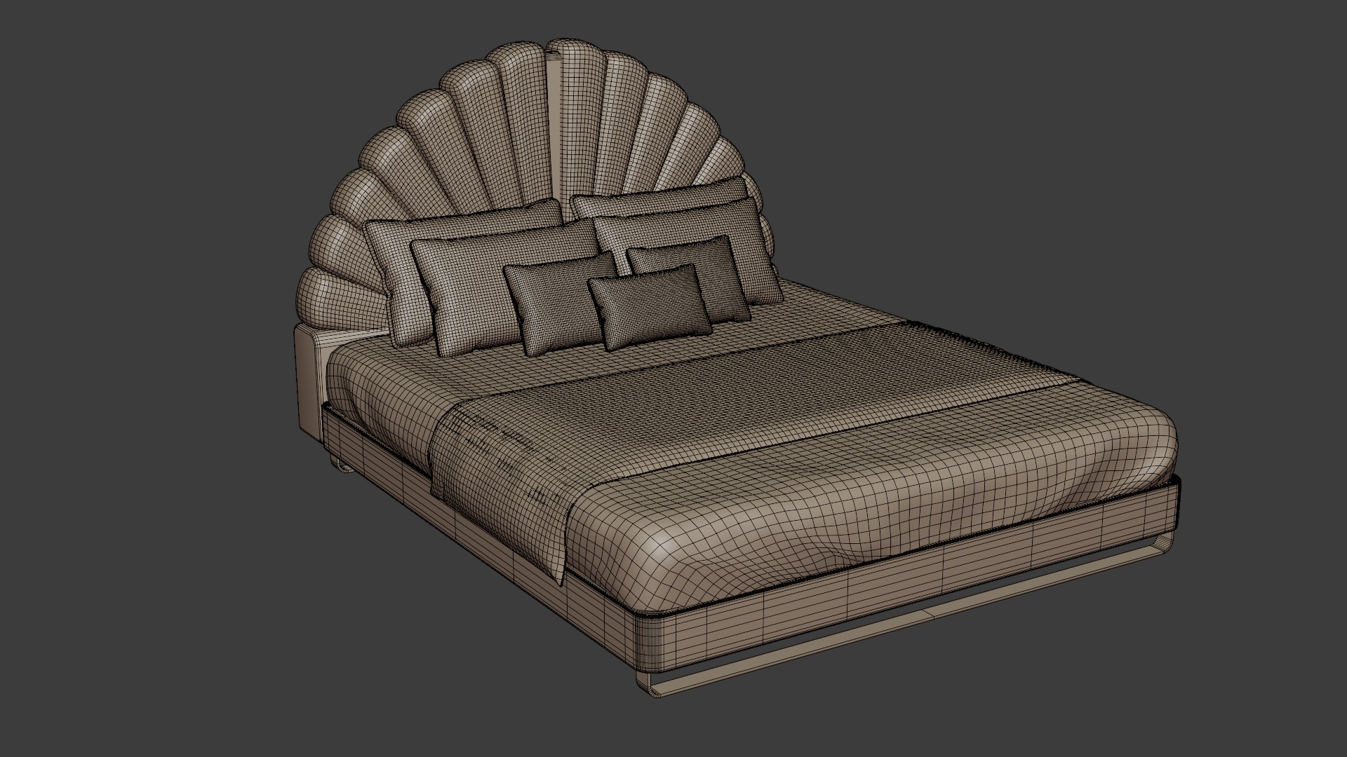 Bed in French classic style with modern design 3D model_6