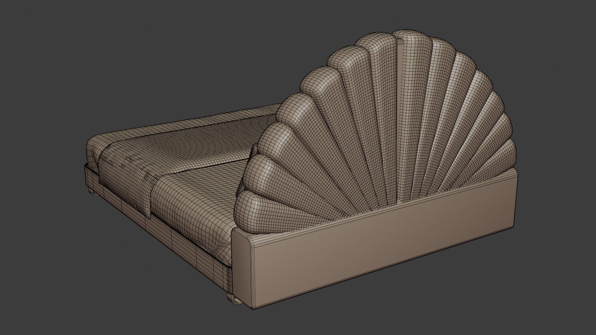 Bed in French classic style with modern design 3D model_7