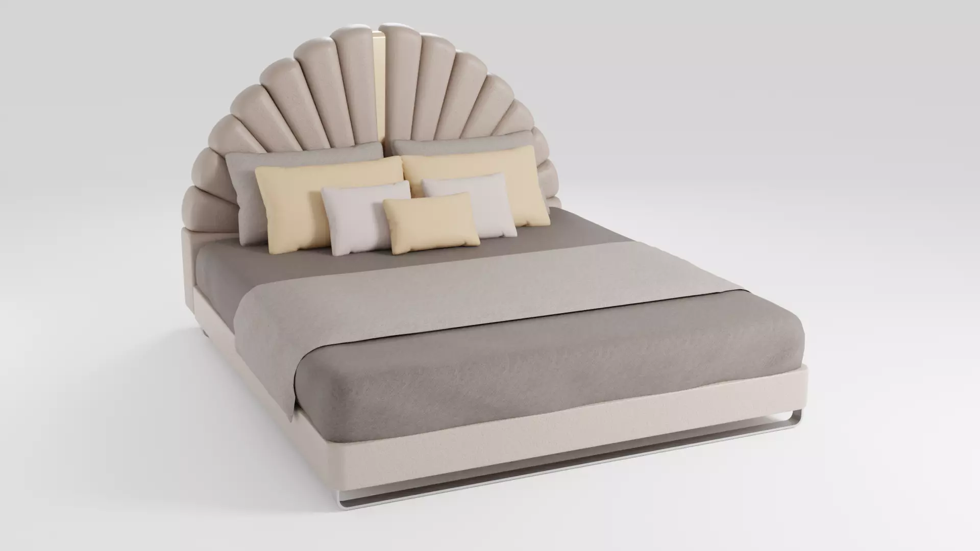 Bed in French classic style with modern design 3D model_0