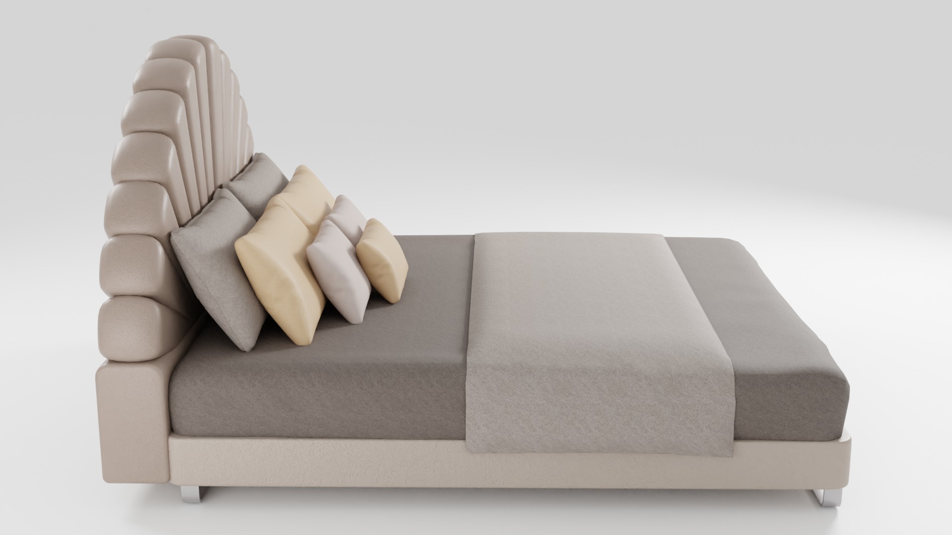 Bed in French classic style with modern design 3D model_1