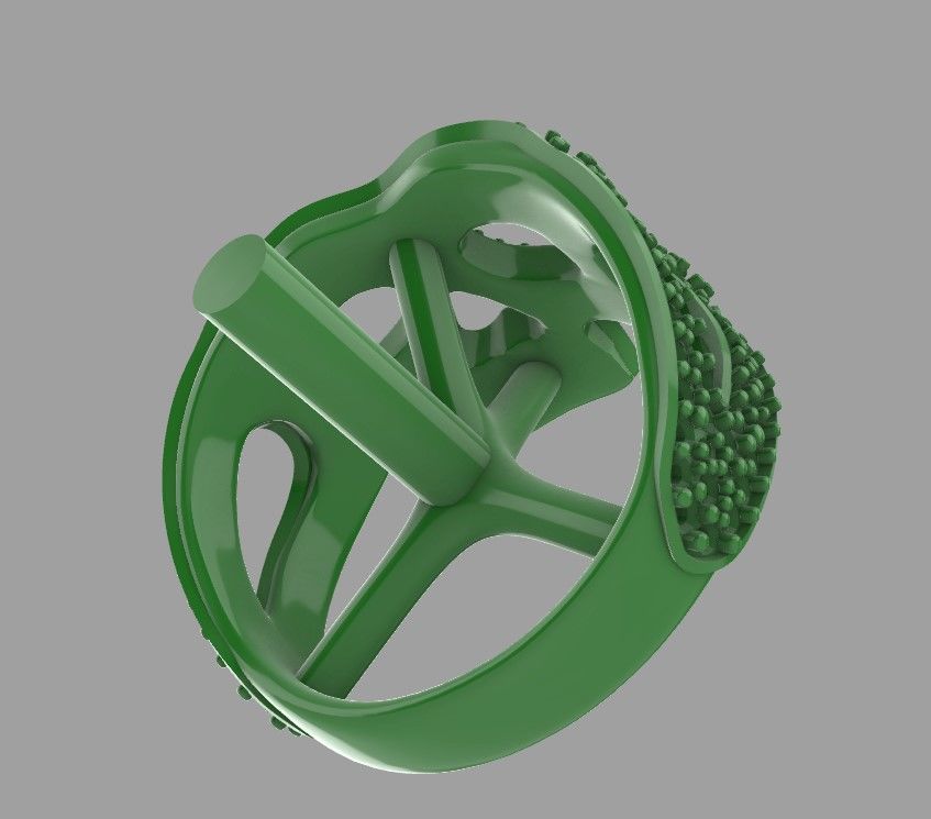 Icebox style Skull Ring v1 3D print model_4