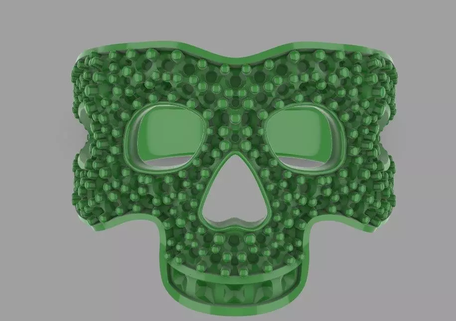 Icebox style Skull Ring v1 3D print model_0