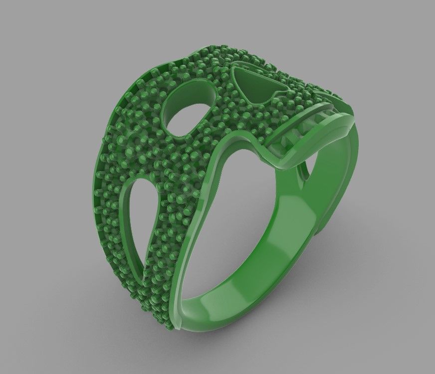 Icebox style Skull Ring v1 3D print model_1
