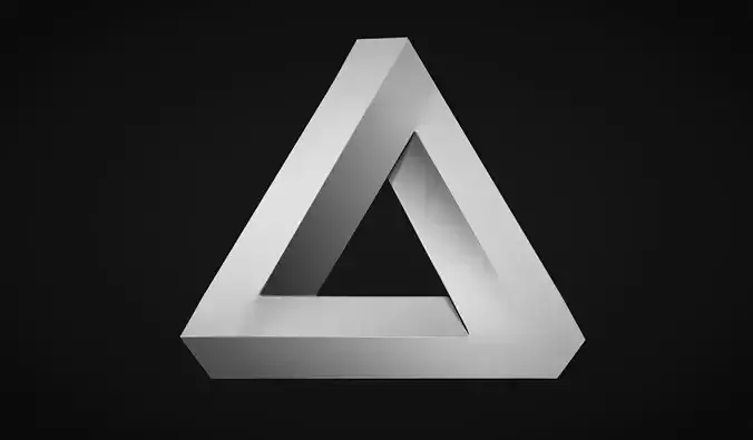 Impossible Triangle - Penrose triangle bas relief 3D print model