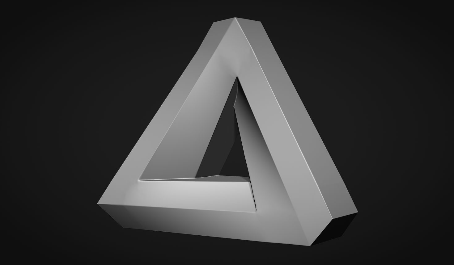 Impossible Triangle - Penrose triangle bas relief 3D print model_2