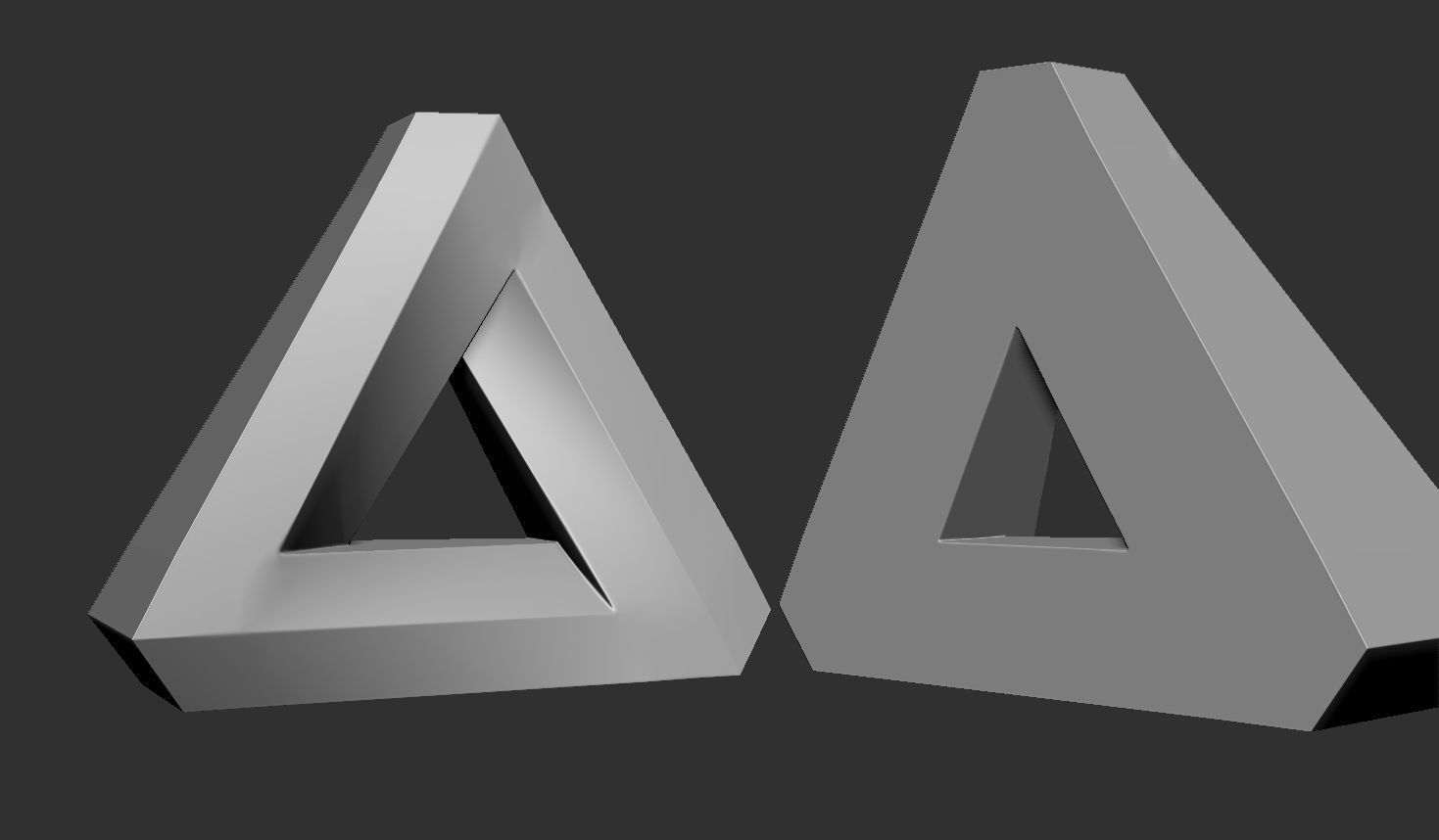 Impossible Triangle - Penrose triangle bas relief 3D print model_8