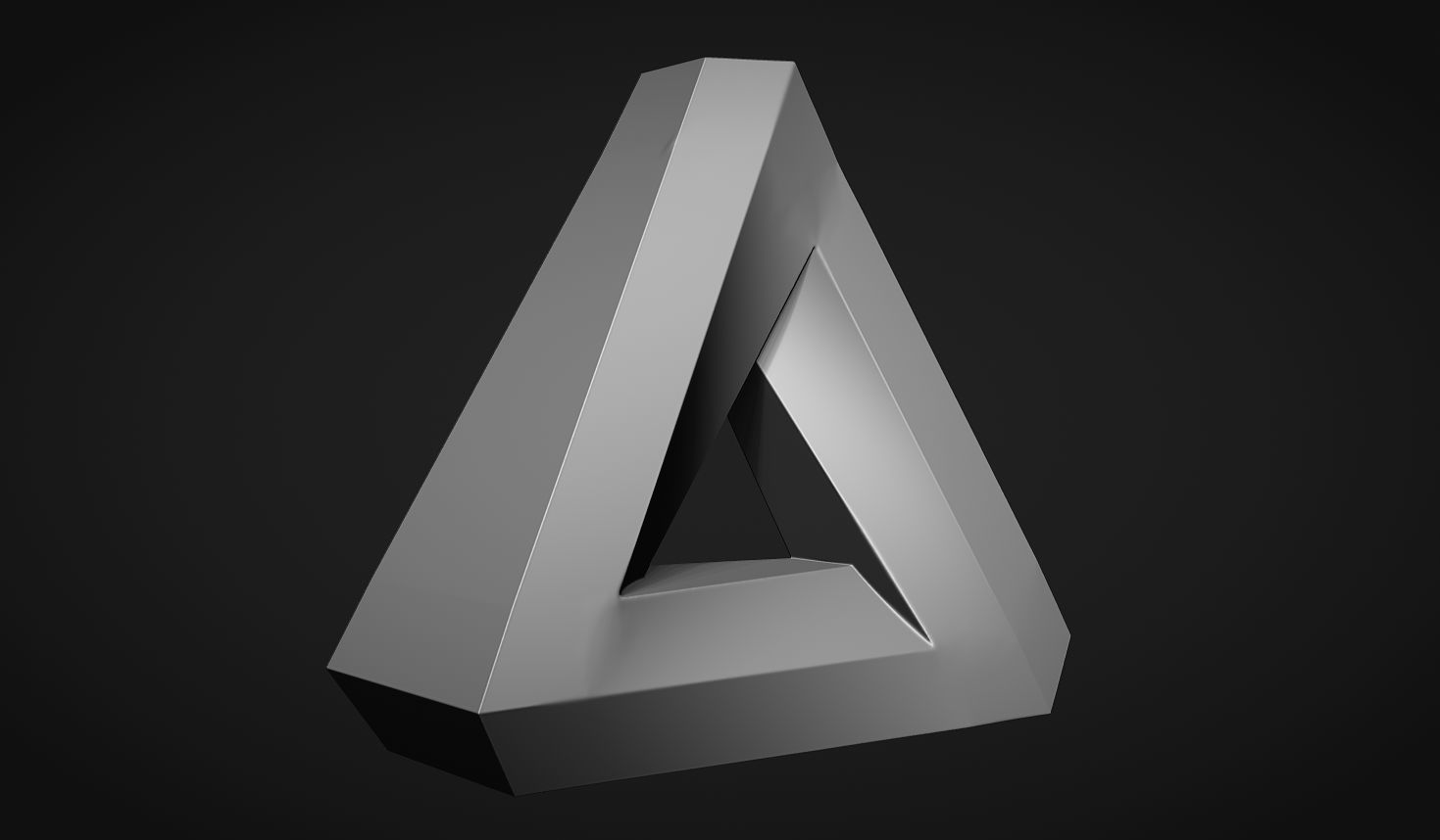Impossible Triangle - Penrose triangle bas relief 3D print model_1