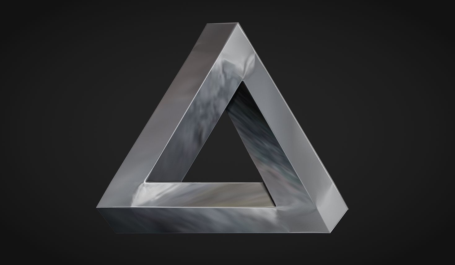 Impossible Triangle - Penrose triangle bas relief 3D print model_9
