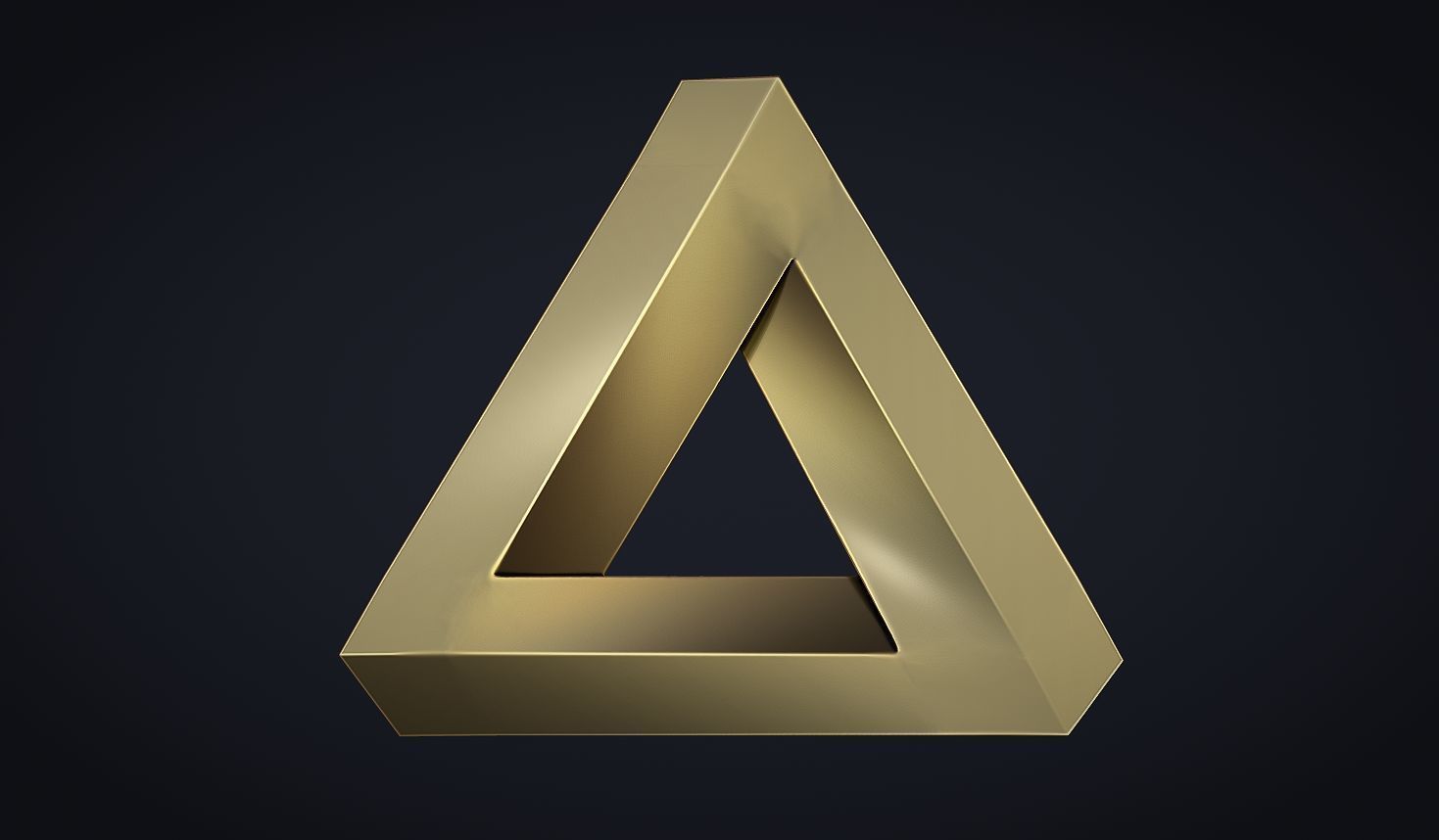 Impossible Triangle - Penrose triangle bas relief 3D print model_4