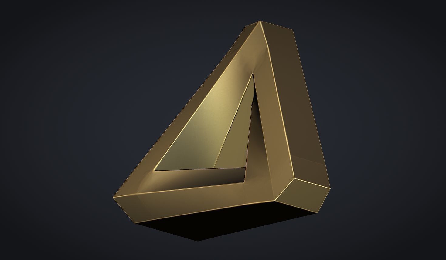 Impossible Triangle - Penrose triangle bas relief 3D print model_5