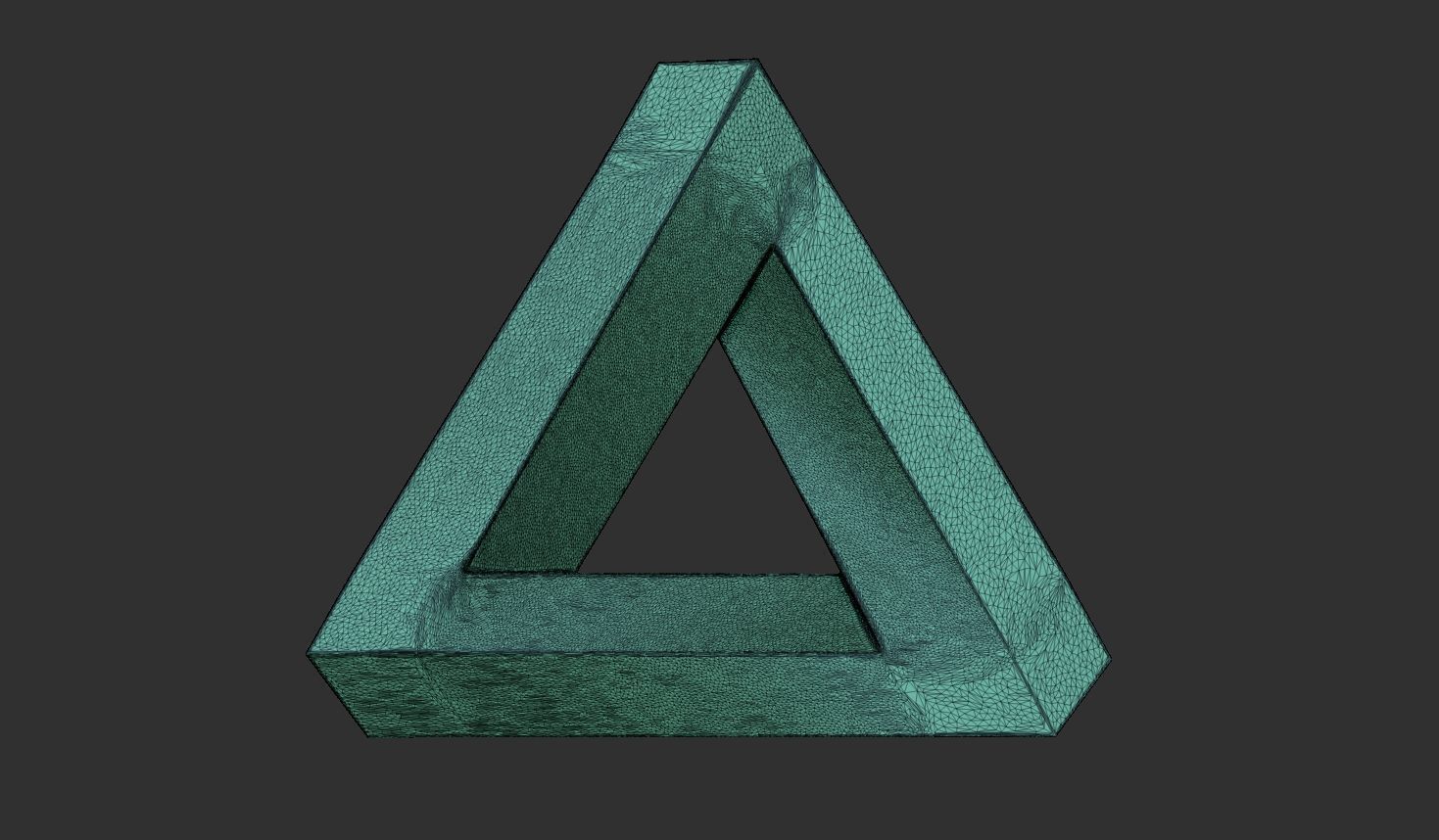 Impossible Triangle - Penrose triangle bas relief 3D print model_7