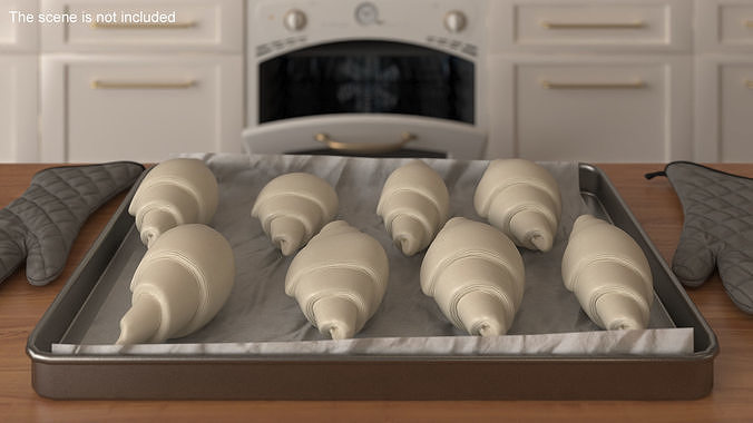 Traditional French Croissants Dough 3D model 2
