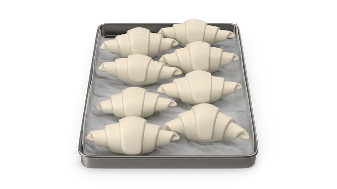 Traditional French Croissants Dough 3D model 7