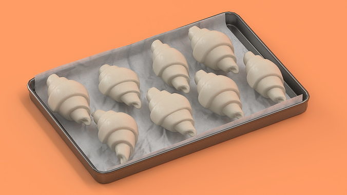 Traditional French Croissants Dough 3D model 4