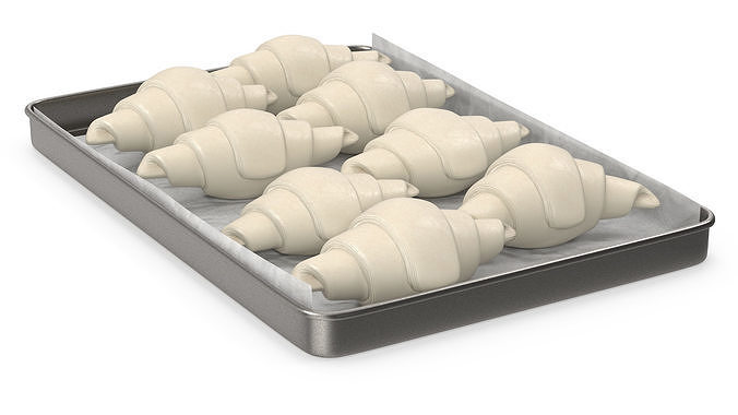 Traditional French Croissants Dough 3D model 5