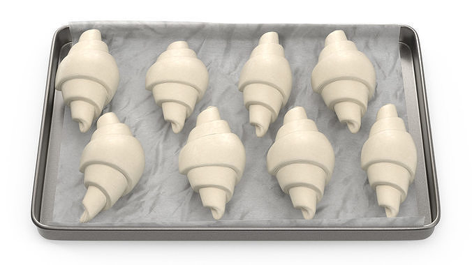 Traditional French Croissants Dough 3D model 6