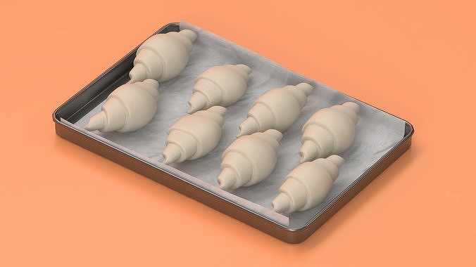 Traditional French Croissants Dough 3D model 3