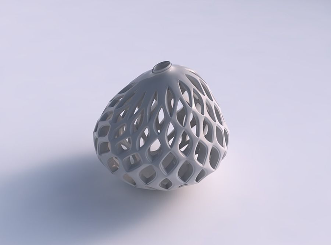 Vase twisted spherical compressed bottom with smooth cuts and extruded top streched top corner