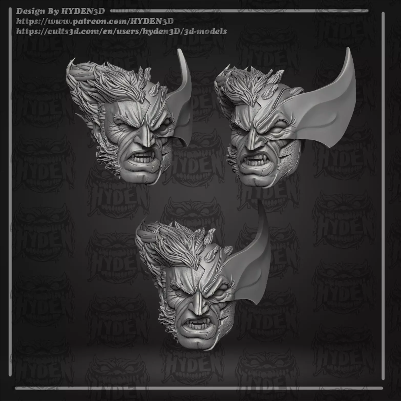 wolverine damaged face 3D print model_0