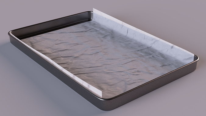 Oven Tray with Parchment Paper 3D model 3